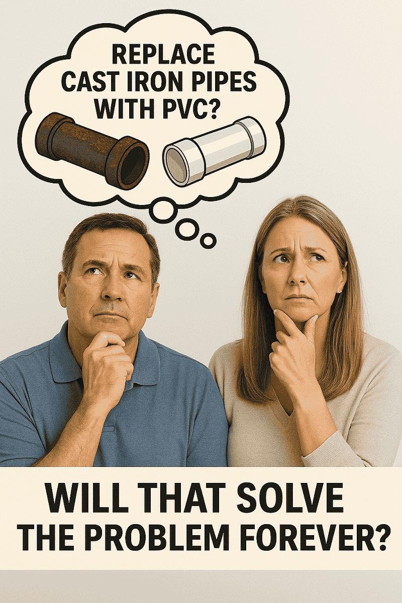 replacing cast iron pipe with pvc