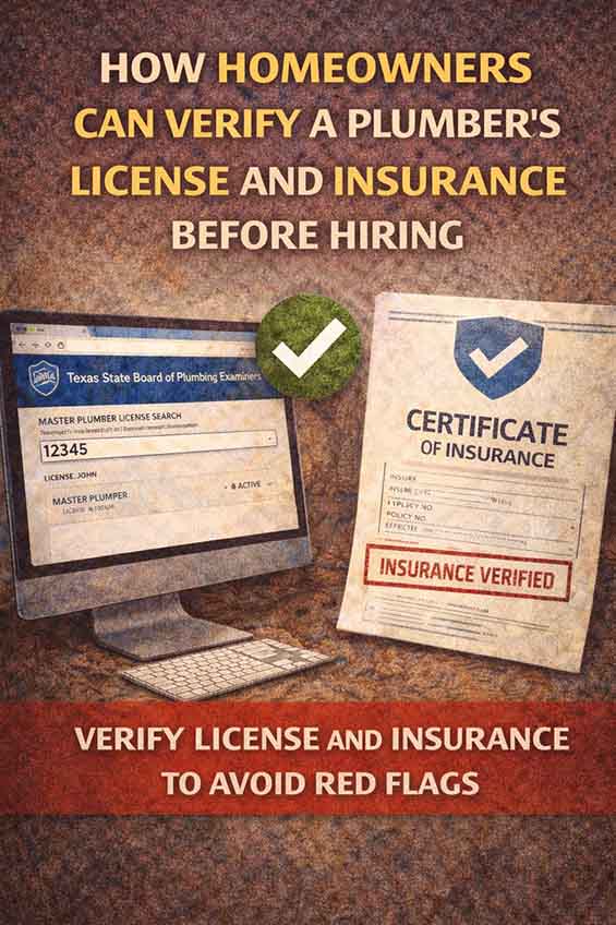 Plumber's License and insurance before hiring